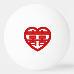 Bolinha De Ping Pong Dupla Felicidade 囍 Coração Hanzi Chinês Shuangxi
