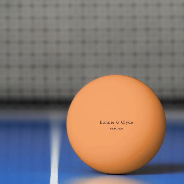 Bolinha De Ping Pong Elegant Custom Names and Date Orange (Líquido)