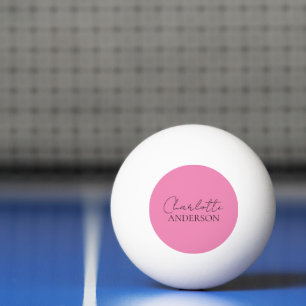 Bolinha De Ping Pong Elegante Minimalista Nome Personalizado Rosa