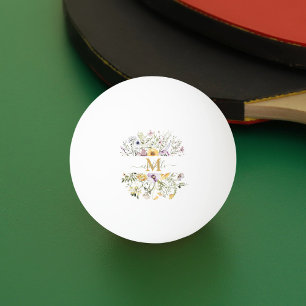 Bolinha De Ping Pong Elegante Monograma Floral Colorido Jardim de Flore
