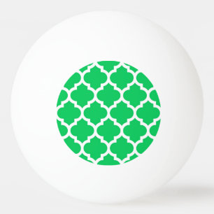 Bolinha De Ping Pong Emerald Green White Quatrefoil Marroquino Padrão #