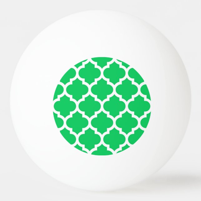 Bolinha De Ping Pong Emerald Green White Quatrefoil Marroquino Padrão # (Frente)