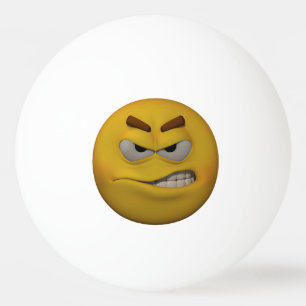 Bolinha De Ping Pong Emoticon irritado do estilo 3D