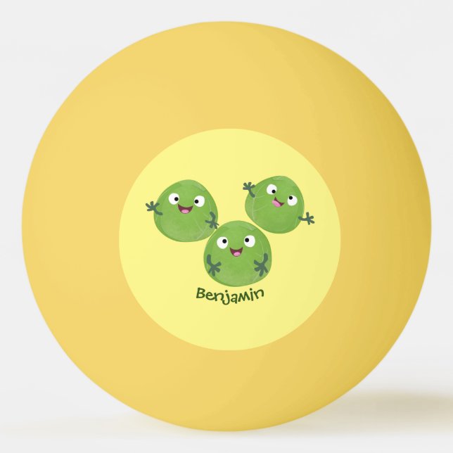 Bolinha De Ping Pong Engraçado Bruxelas brota caricatura de legumes (Frente)