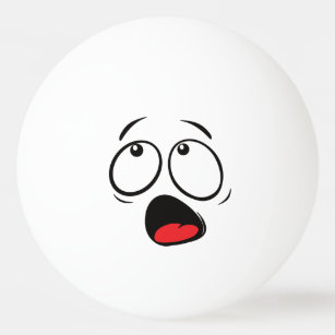 Bolinha De Ping Pong Engraçado Engraçado Horrificado Emoji. Emoticon.
