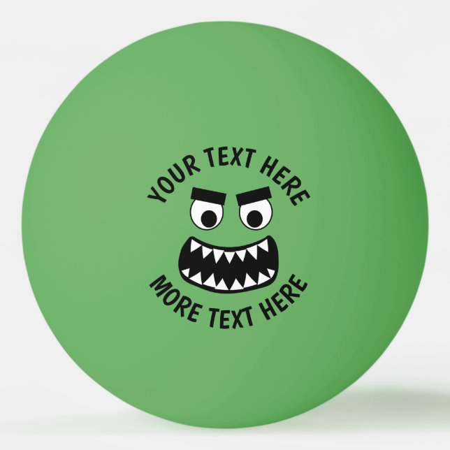 Bolinha De Ping Pong Engraçado monstro verde dentes mesa (Frente)