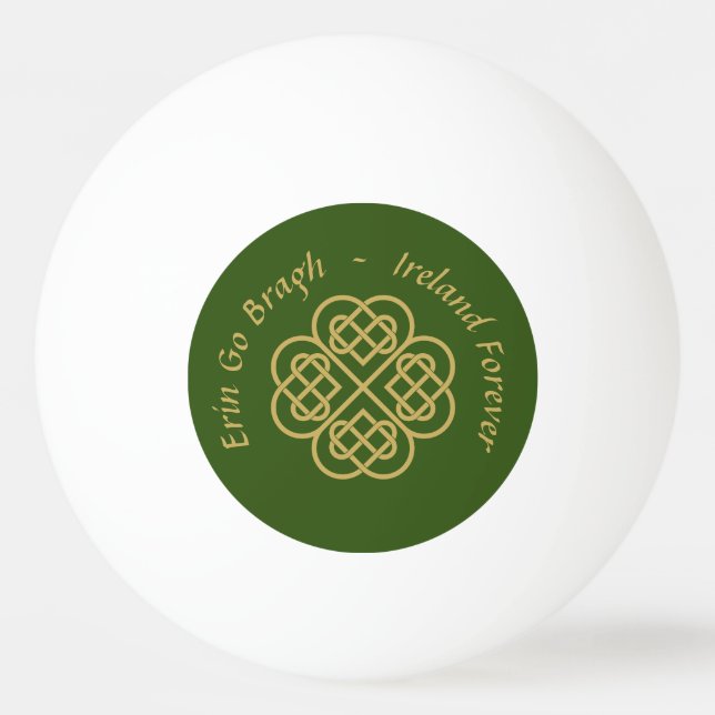 Bolinha De Ping Pong Erin Go Bragh Dourado Celta Shamrock (Frente)