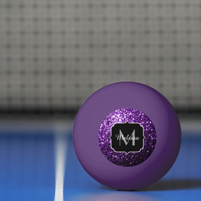 Bolinha De Ping Pong Escuro Roxo Brilhante brilhante brilha Monograma (Líquido)