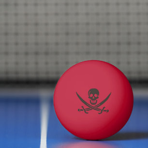 Bolinha De Ping Pong Espadas de crânio de obsidiana Bandeira pirata de