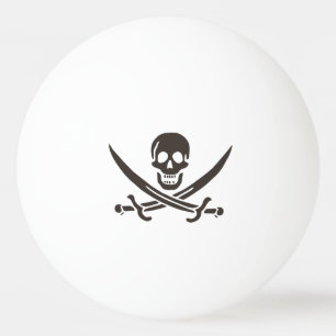 Bolinha De Ping Pong Espadas do Crânio Obsidiana Bandeira pirata de Cal