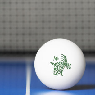 Bolinha De Ping Pong Estilguossauro Verde com Pintura de Guerra Tribal