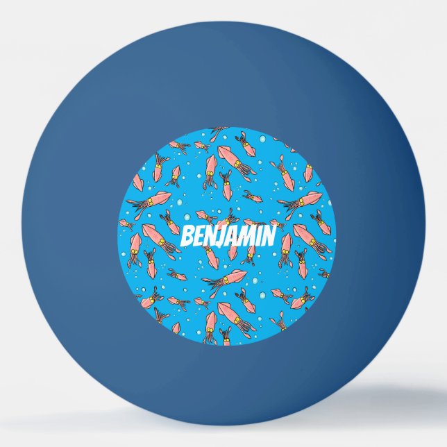 Bolinha De Ping Pong Estilo de desenho animado de lula rosa e engraçado (Frente)