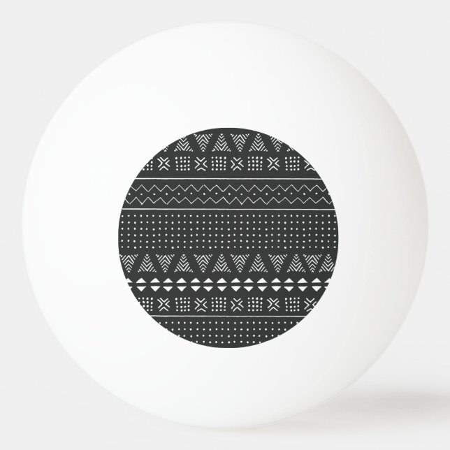 Bolinha De Ping Pong Etnia tribal: padrão branco negro. (Frente)