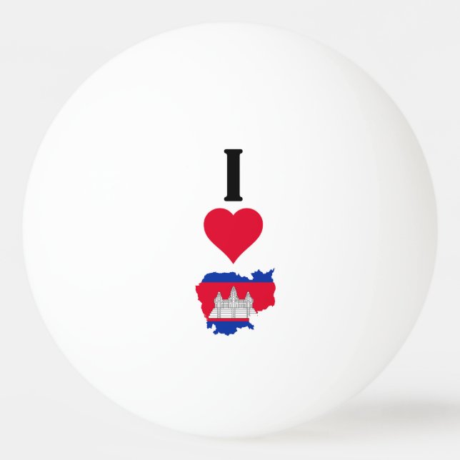 Bolinha De Ping Pong Eu Amo Camboja Vertical I Heart Country Flag Map (Frente)