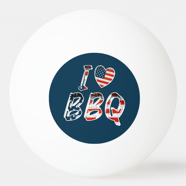 Bolinha De Ping Pong Eu Amo Churrasco, Patriótico Americano (Frente)