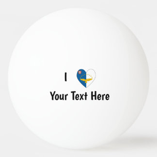 Bolinha De Ping Pong Eu Amo (Coração da Bandeira Açoriana) Personalizad