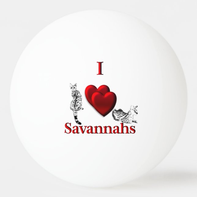 Bolinha De Ping Pong Eu Amo Gato Savannah Prata (Frente)