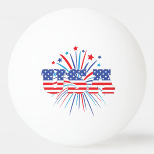 Bolinha De Ping Pong EUA com os fogos-de-artifício brancos e azuis