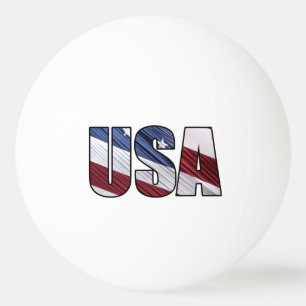 Bolinha De Ping Pong EUA na bandeira patriótica americana branca e azu