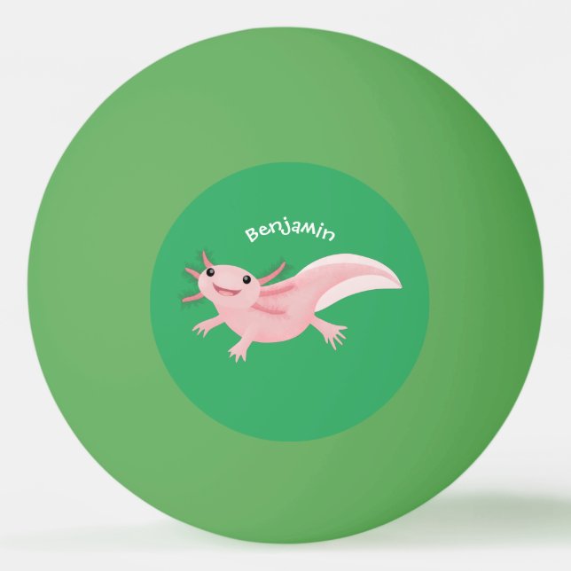 Bolinha De Ping Pong Exolotl branco rosa feliz (Frente)