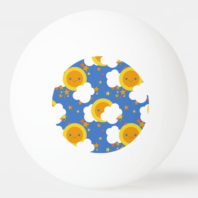 Bolinha De Ping Pong Falln Kawaii Moon, Estrelas, Sol (Frente)