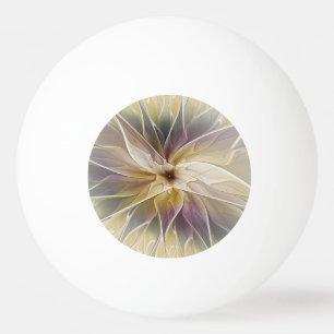 Bolinha De Ping Pong Fantasia Floral Dourada Berinjela Arte Fractal Abs