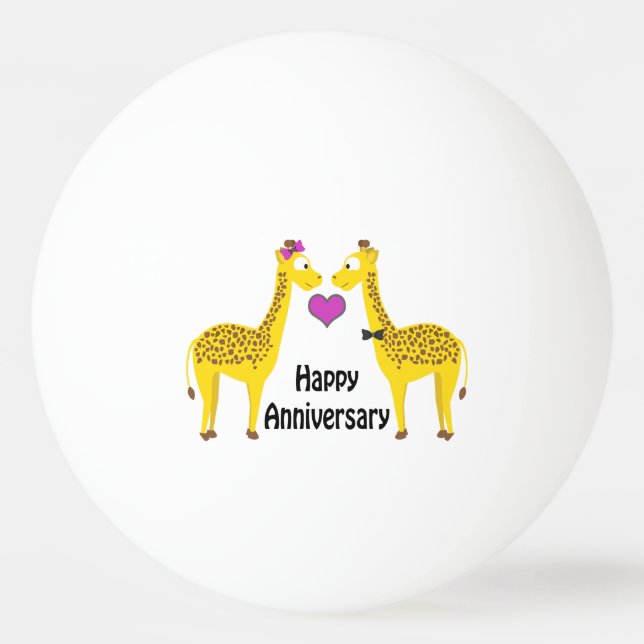Bolinha De Ping Pong Feliz Aniversário Girafas (Frente)