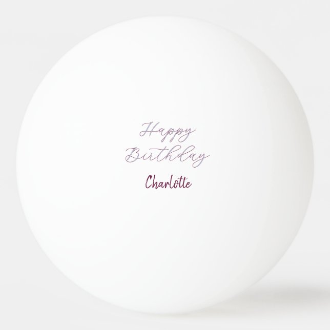 Bolinha De Ping Pong Feliz Aniversário maron azul cinza nome data paste (Frente)