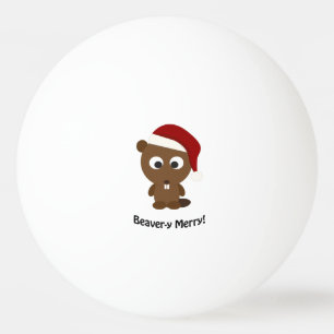 Bolinha De Ping Pong Feliz engraçada do castor! Papais noeis Beaver