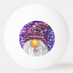 Bolinha De Ping Pong Feliz Gnomo Em Roxo Que Canta Uma Canção De Nata