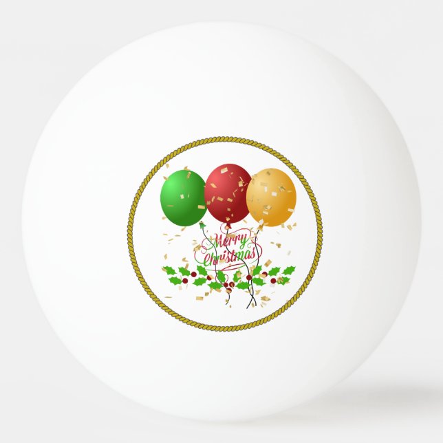 Bolinha De Ping Pong Feliz Natal, design festivo, (Frente)