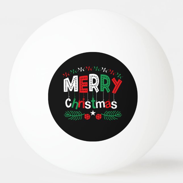 Bolinha De Ping Pong Feliz Natal Vermelho Branco Verde (Frente)