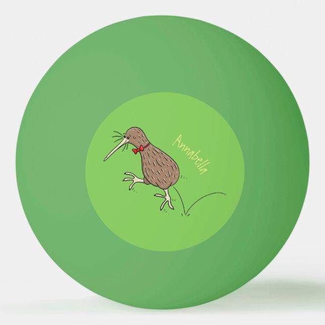 Bolinha De Ping Pong Feliz salto em kiwi com design de desenho de arco (Frente)