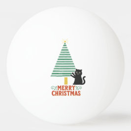Bolinha De Ping Pong Feriado de Árvore de Natal Feliz Gato Preto