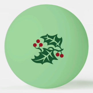 Bolinha De Ping Pong Feriado de Natal Green Holly e Red Berries