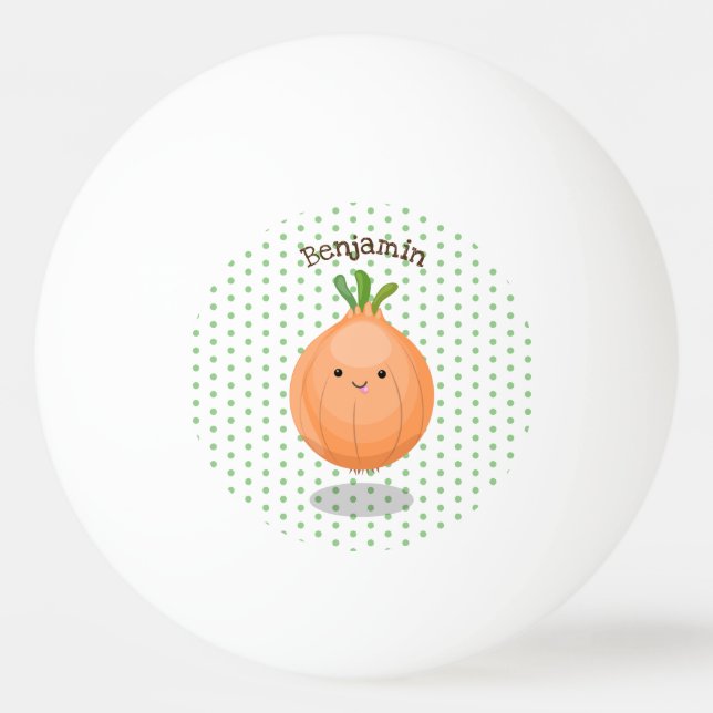 Bolinha De Ping Pong Figura de desenho animado verde de cebola castanho (Frente)
