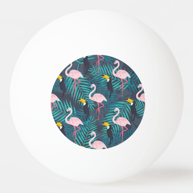Bolinha De Ping Pong Flamingo, tucano: padrão das folhas tropicais (Frente)