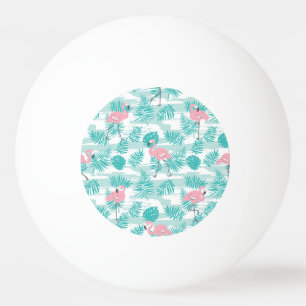 Bolinha De Ping Pong flamingos cor-de-rosa, palmeiras verdes, tropicais