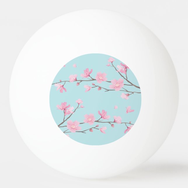 Bolinha De Ping Pong Flor de Cereja - Azul-Céu (Frente)