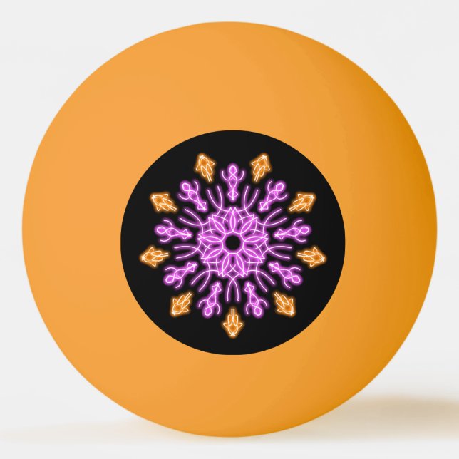 Bolinha De Ping Pong Flor de néon rosa e laranja (Frente)