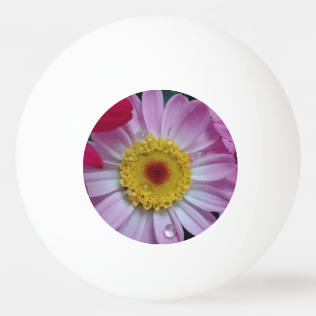 Bolinha De Ping Pong Flor rosa e amarela (Frente)