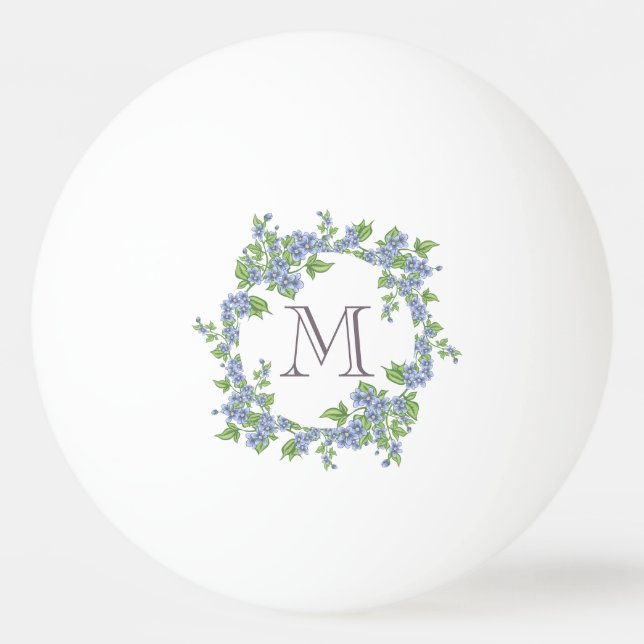 Bolinha De Ping Pong Floral Wreath Monograma (Frente)