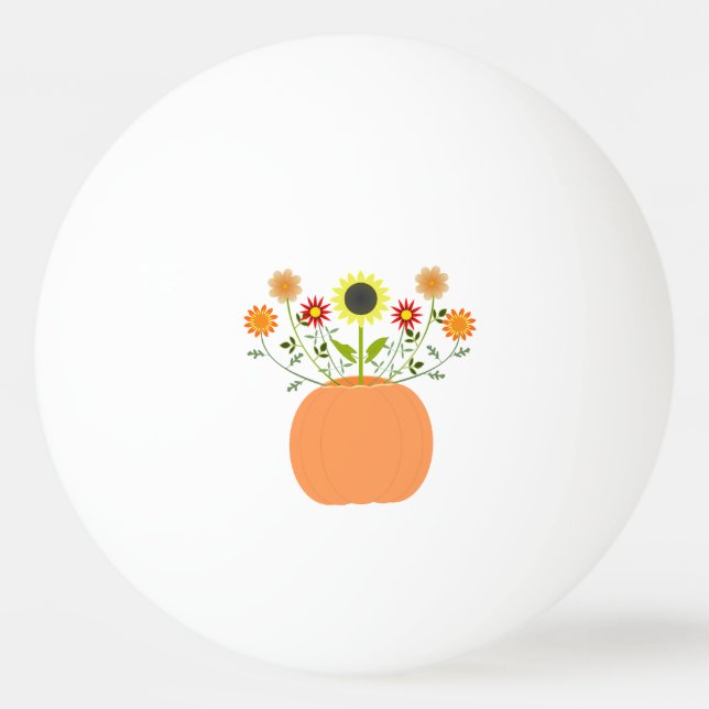 Bolinha De Ping Pong Flores de Ação de Graças em Abóbora (Frente)