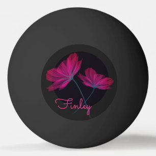 Bolinha De Ping Pong Flores néon, cor-de-rosa e pretas, com o nome Flor