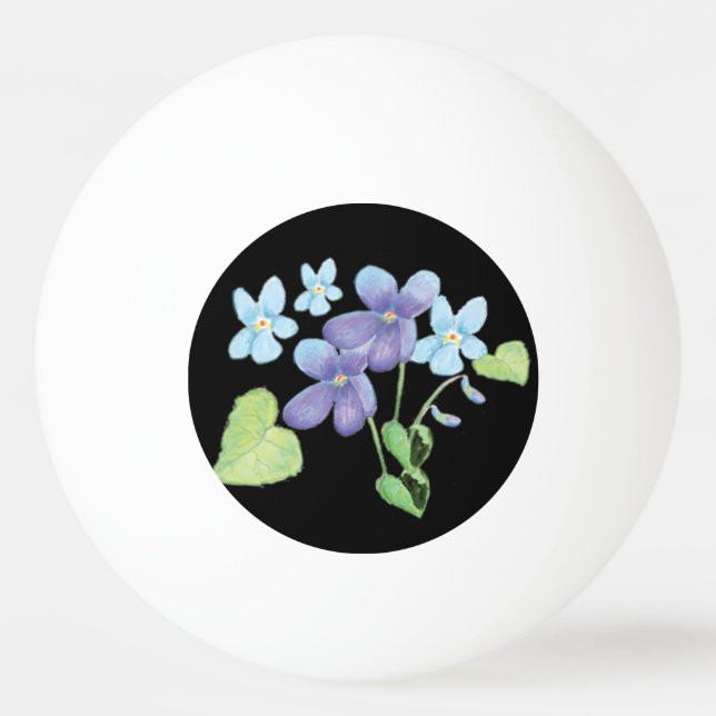 Bolinha De Ping Pong Flores Violetas Selvagens - Ilustração Preta (Frente)