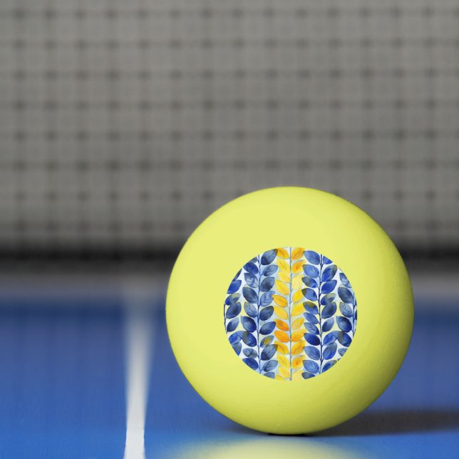 Bolinha De Ping Pong Folhas Amarelas e Azuis (Líquido)