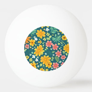 Bolinha De Ping Pong Folhas tropicais e padrão de flores