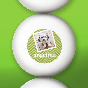 Bolinha De Ping Pong Foto com padrão Chevron e nome personalizado