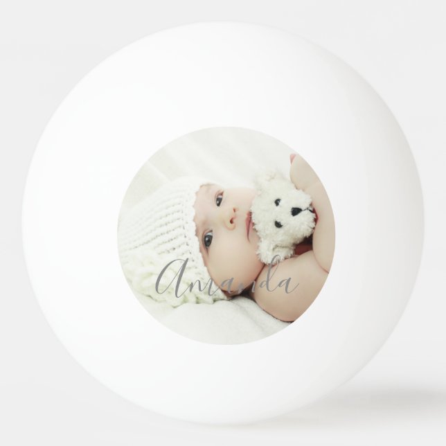 Bolinha De Ping Pong Foto Personalizada com Nome Personalizado (Frente)