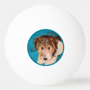 Bolinha De Ping Pong Fox Terrier Puppy Painting - Arte Original De Cão